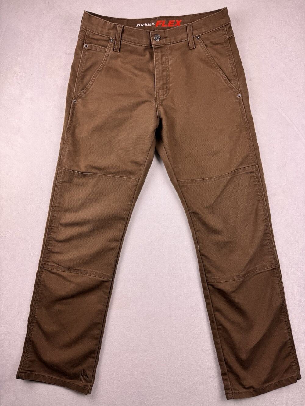 Dickies Men’s Flex Double Knee Work Pants Brown Size 30x30 Reinforced Knees